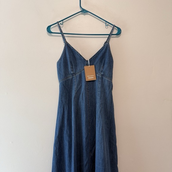 Reformation NWT Gabriella Denim Midi V-Neck Center Seam Dress Size 2 - Picture 2 of 10